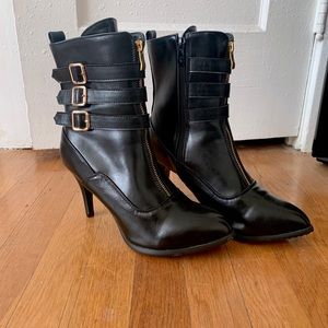 Black Buckle Heeled Boots